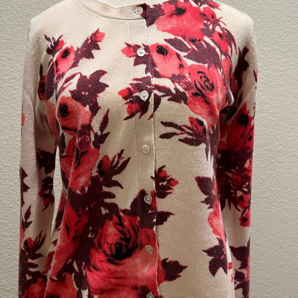 Talbots Cashmere Floral Sweater, Size M